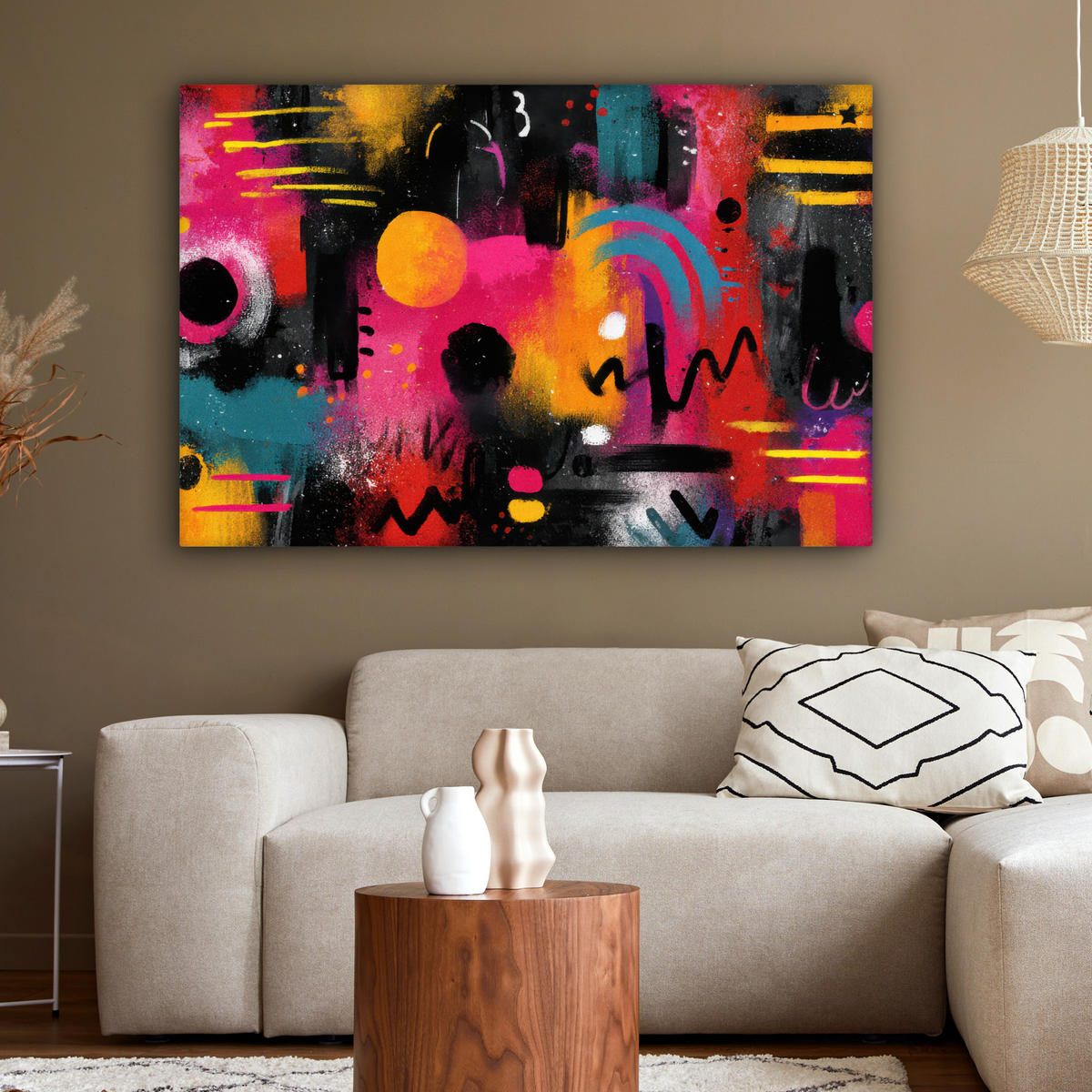 LEINWANDBILD Farbflächen - Formen - Bunt - Abstrakt XXL 150x100 cm - Pink, Textil (150/100cm) - MuchoWow