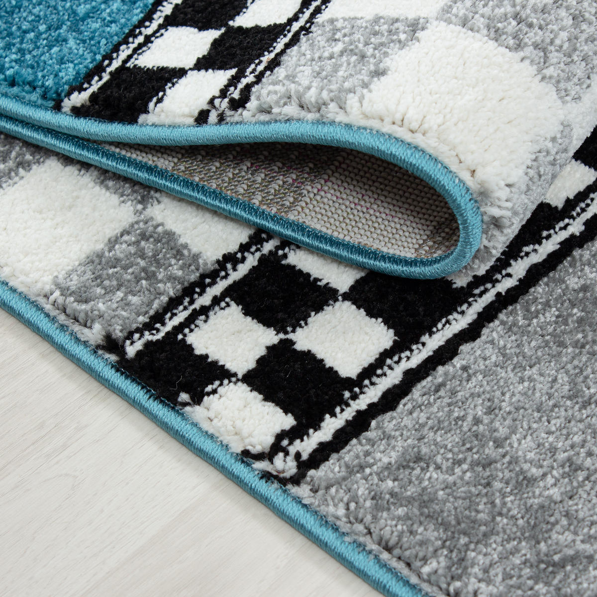 KINDERTEPPICH Rennwagen Polypropylen gewebt saugroboter Kurzflor Kinderzimmer Blau Rund 160x160 - Blau, Textil (160/160cm) - KADIMA DESIGN