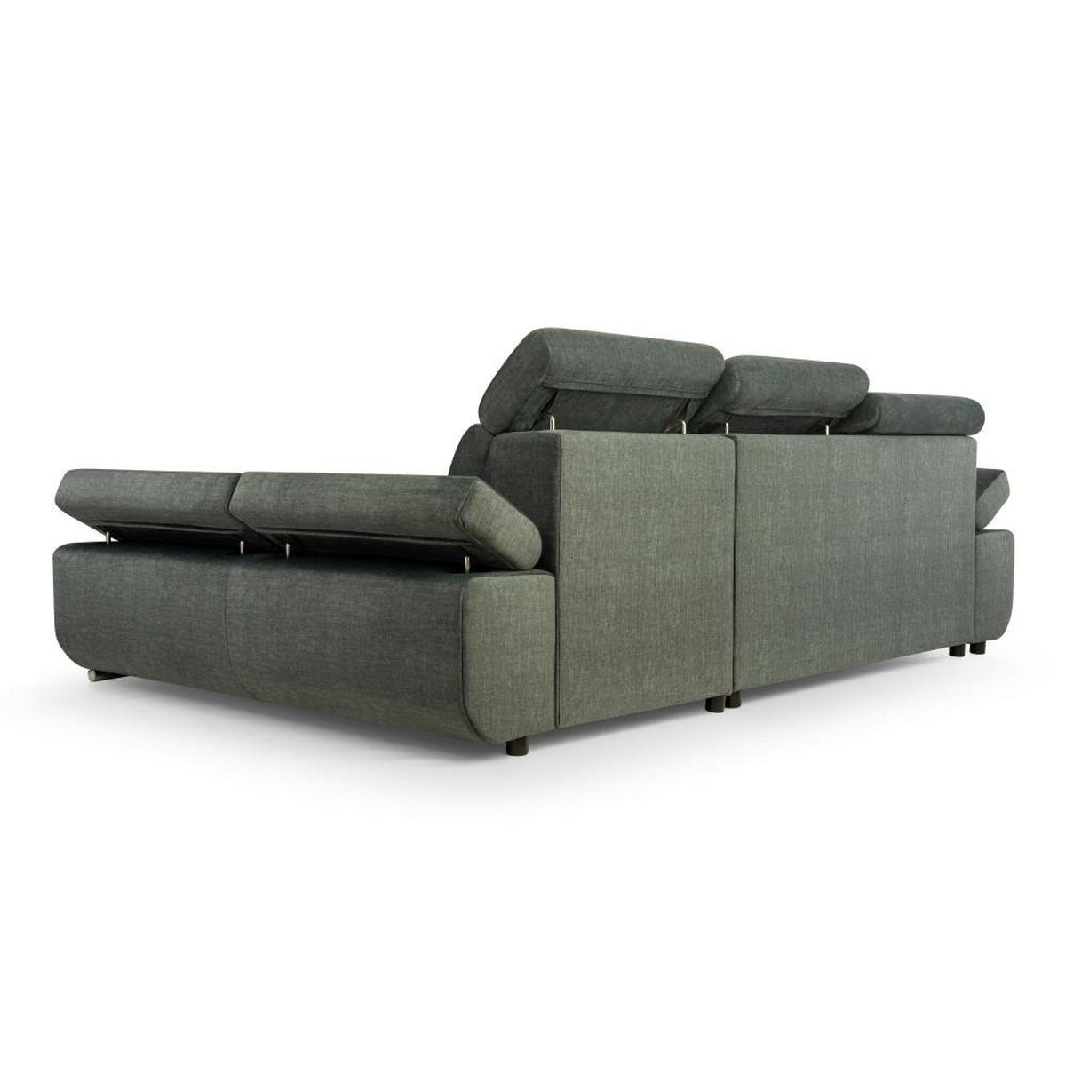 ECKSCHLAFSOFA Bianca dunkelgrau rechts - Chromfarben/Dunkelgrau, Textil (264/165cm) - Beautysofa
