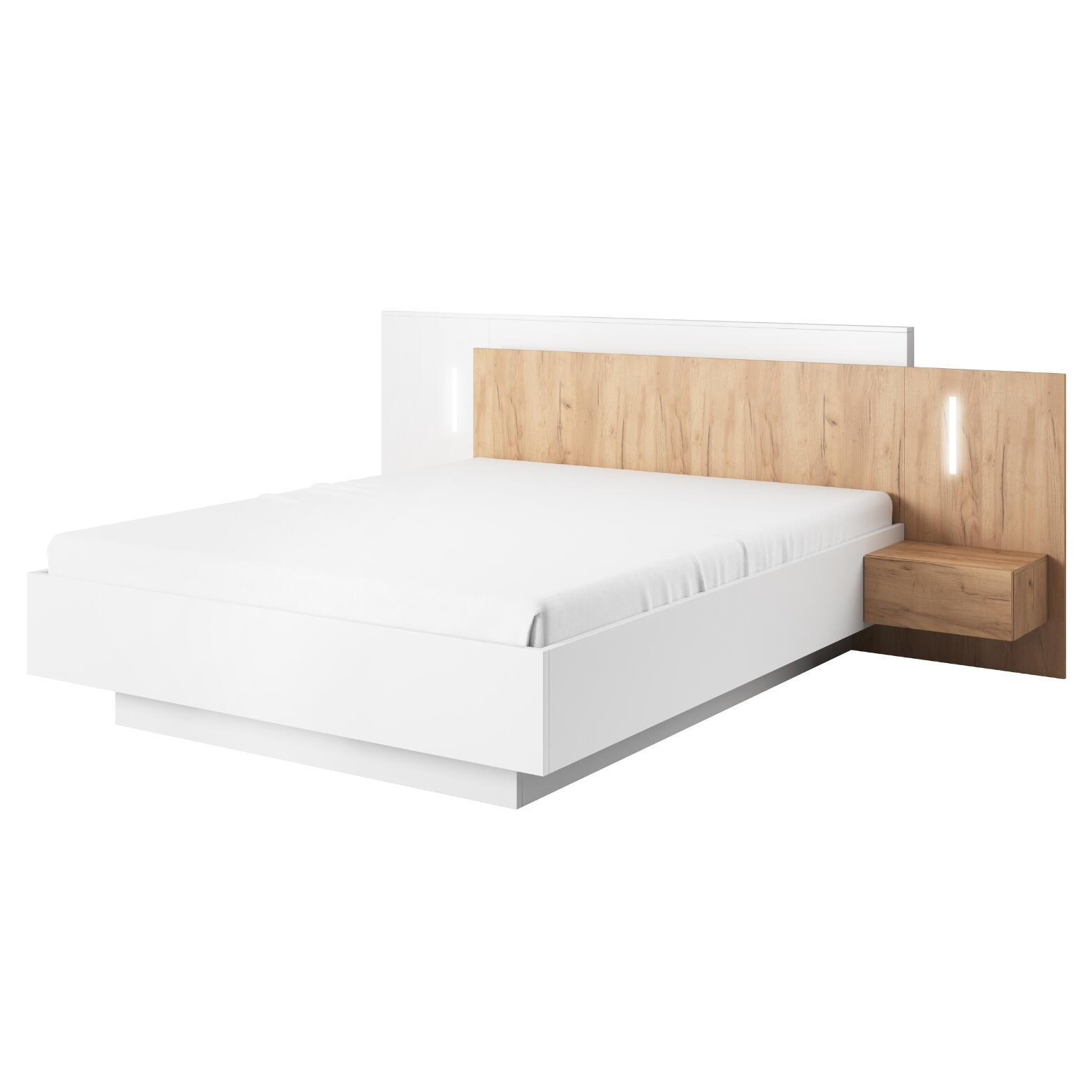 BETTGESTELL 3D Beige, Weiß 262x219x102 cm - Beige/Weiß, Holzwerkstoff - FURNLUX