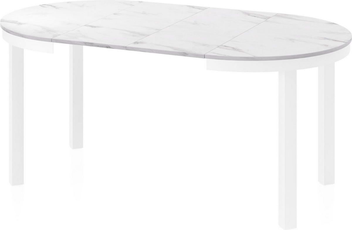 ESSTISCH Rowan Weiß runder ausziehbarer, Weißer Marmor 100-176/100/76 cm - Ecru/Weiß, Holzwerkstoff/Metall (100/100/76cm) - WFL GROUP