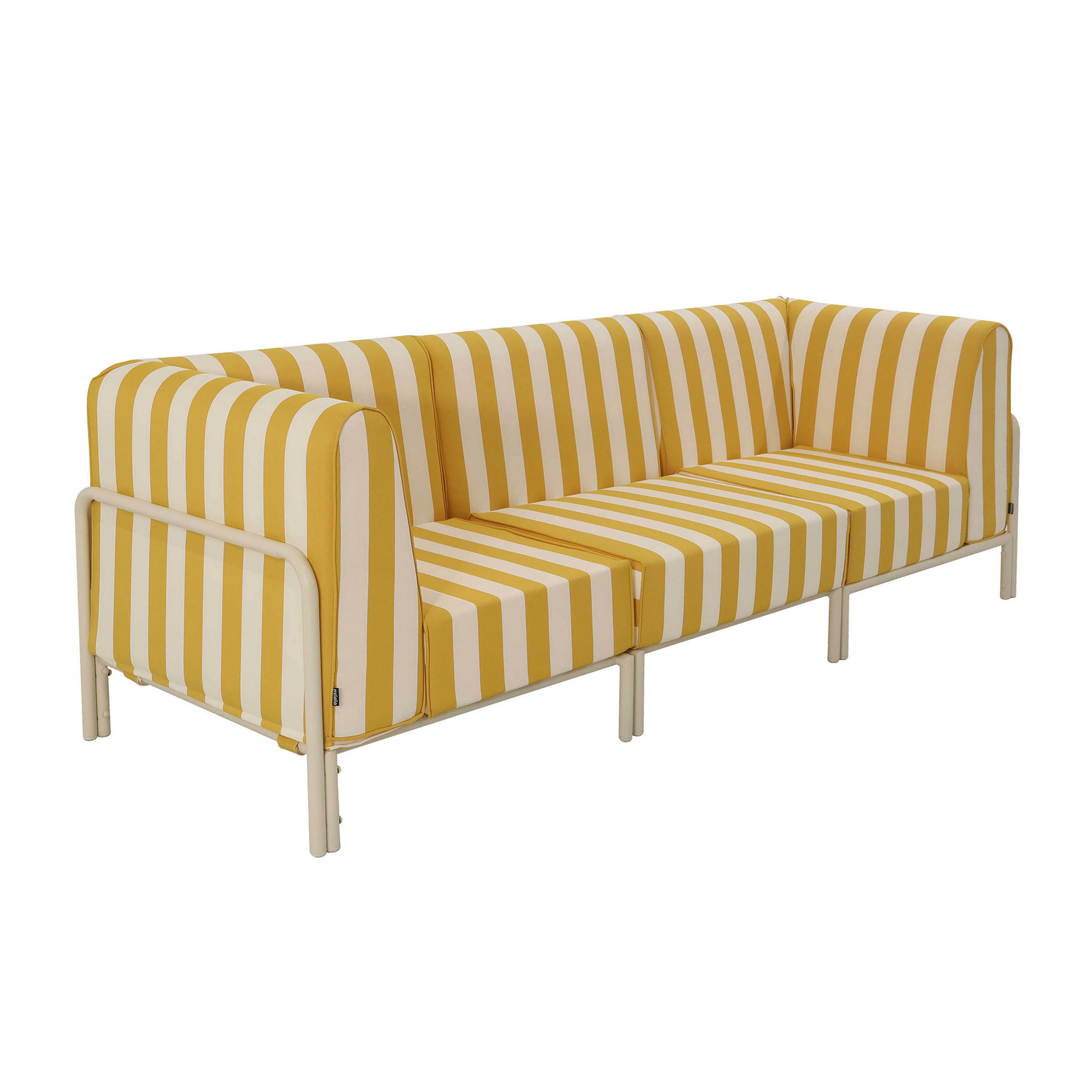 GARTENSOFA mit 3 Sitzplätzen, Gelb - Gelb, Textil (80/78/216cm) - Oviala