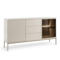 SIDEBOARD Laval KSZ154 – Kaschmir mit Lamellen - Kaschmir, Glas/Holzwerkstoff (154/83/39cm) - Komodee