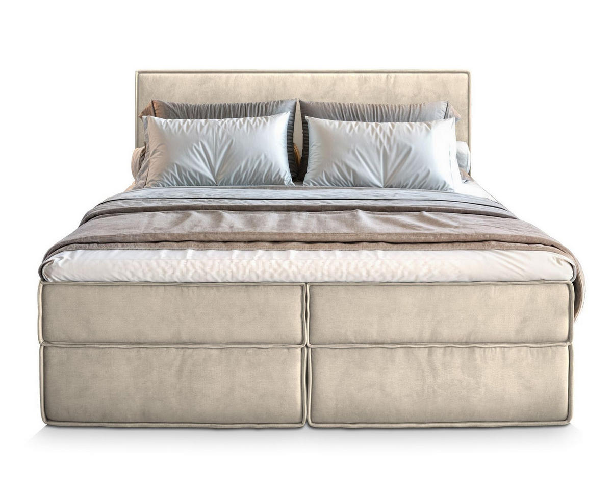 POSTEL BOXSPRING PELLIO 140x200 cm, s matrací a úložným prostorem, krémová - krémová, kompozitní dřevo/textil (140/200cm) - MASSENO