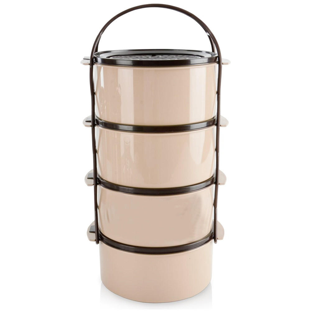 LUNCHBOX 4-stöckige aus Kunststoff 4 x 1,5 l - Braun, Kunststoff (16.5/31/16.5cm) - Orion 