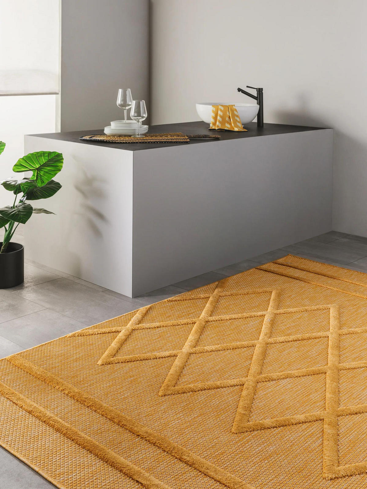 OUTDOORTEPPICH Bonte Gelb 120x170 cm - Gelb, Textil (120/170cm) - benuta Nest