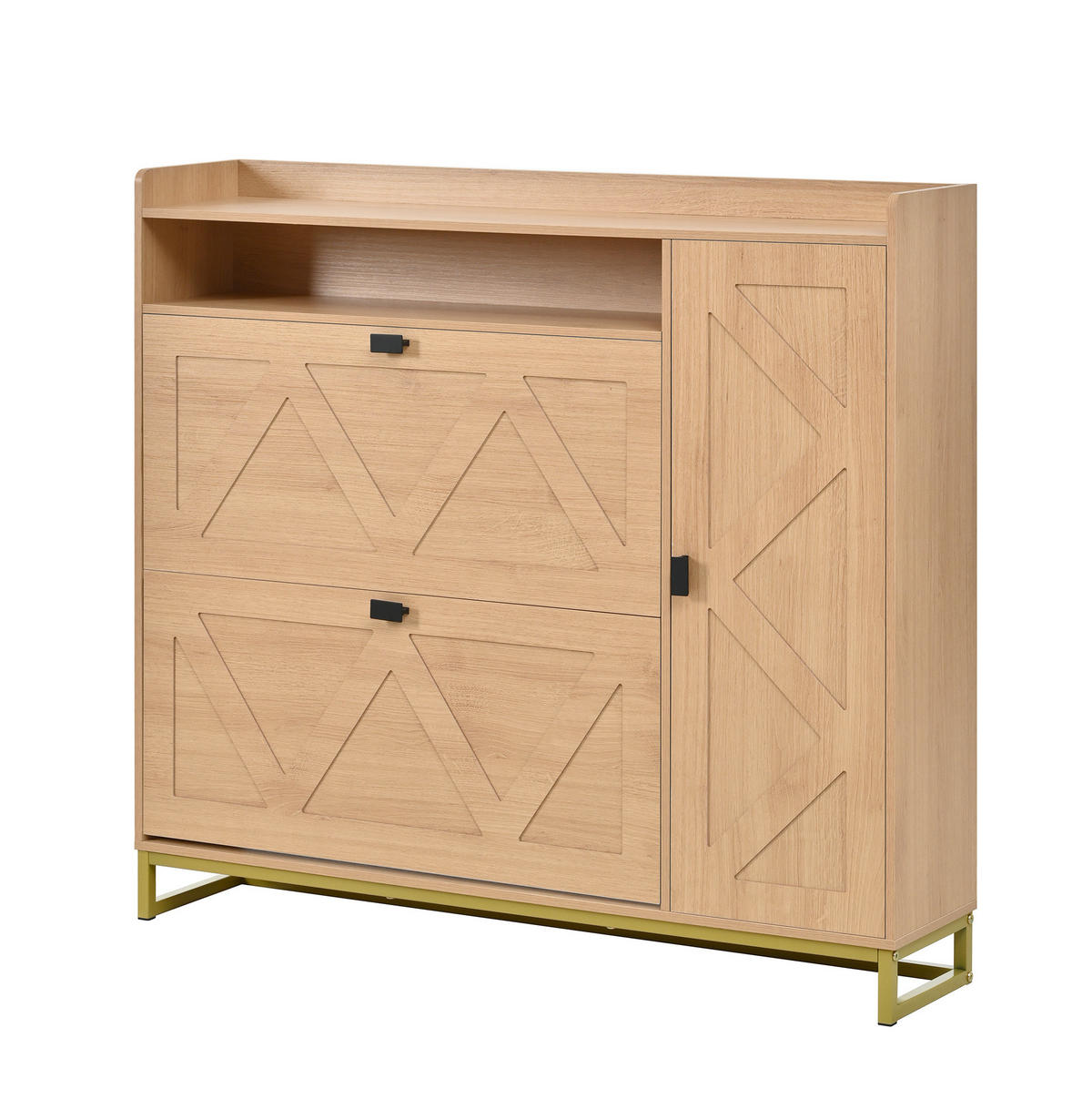 SCHUHSCHRANK 110/24/100 cm Natur aus MDF mit Soft-Close und Metallgestell - Naturfarben, Holzwerkstoff (110/100/24cm) - OKWISH
