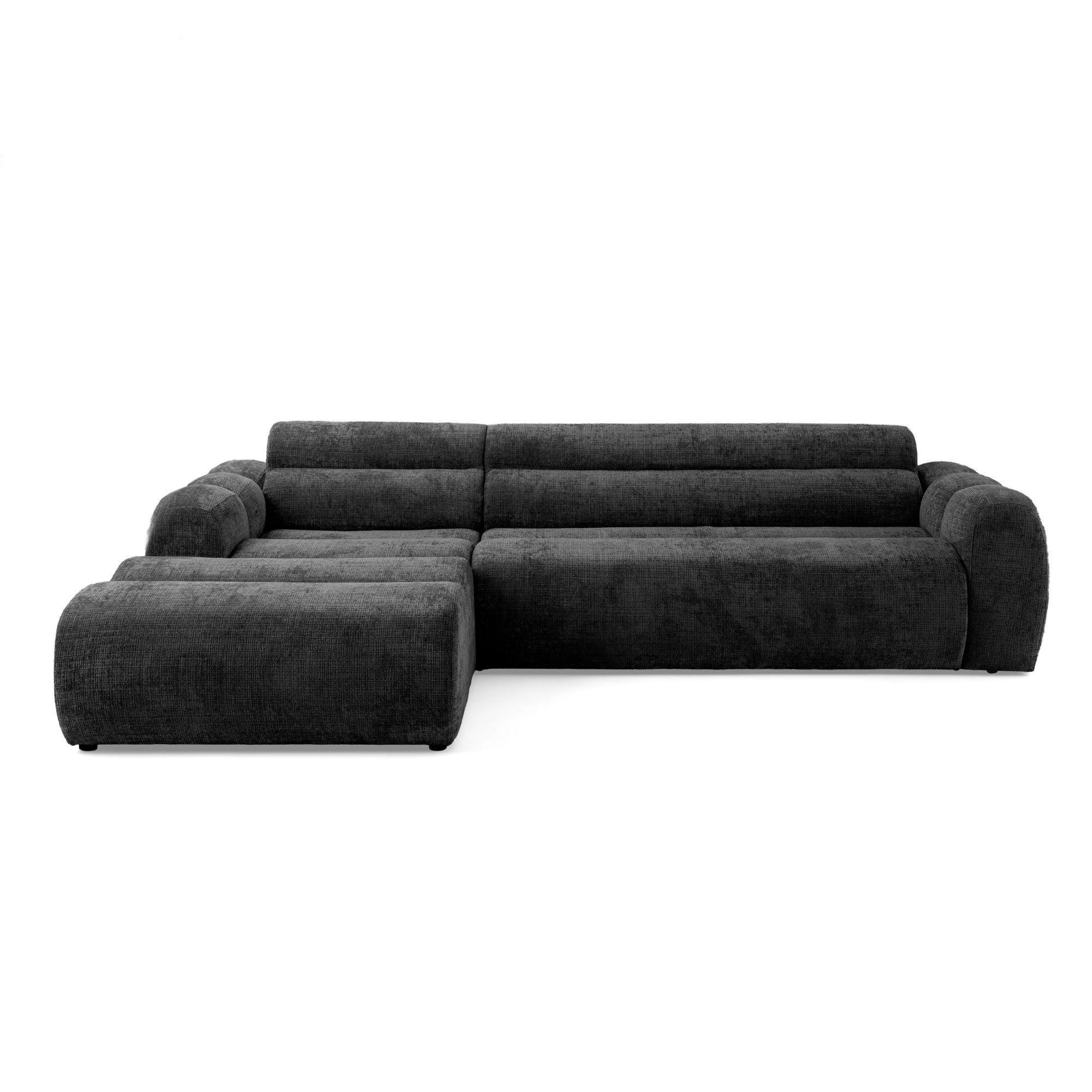 4-SITZER modulares Ecksofa VEER SET 1 Links, 298 x 175 cm, Chenille Webstoff Anthrazit - Anthrazit/Schwarz, Holz/Kunststoff (298/175cm) - Muffo