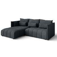 ECKSOFA L Form Gaziante Grau 245/182/83 cm – mit Bettkasten - Schwarz/Grau, Kunststoff/Textil (245/182cm) - AX Living