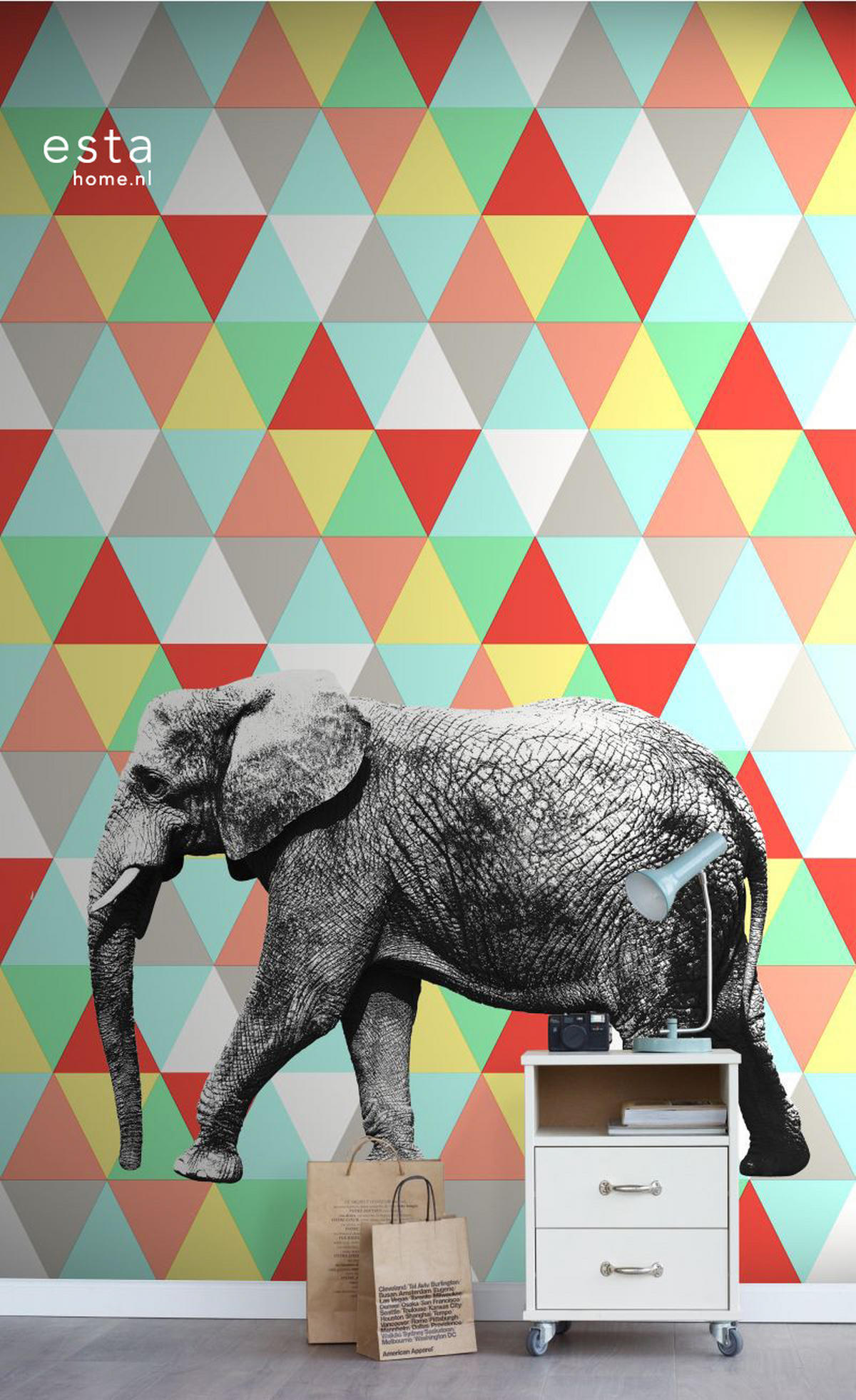 FOTOTAPETE Elefant 200 x 279 cm - Rot, Papier (200/279cm) - ESTAhome
