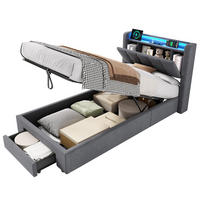 POLSTERBETT 90/190 cm Grau mit LED-Lichtleiste und USB-Anschlüssen - Grau, Holzwerkstoff (90/190cm) - OKWISH