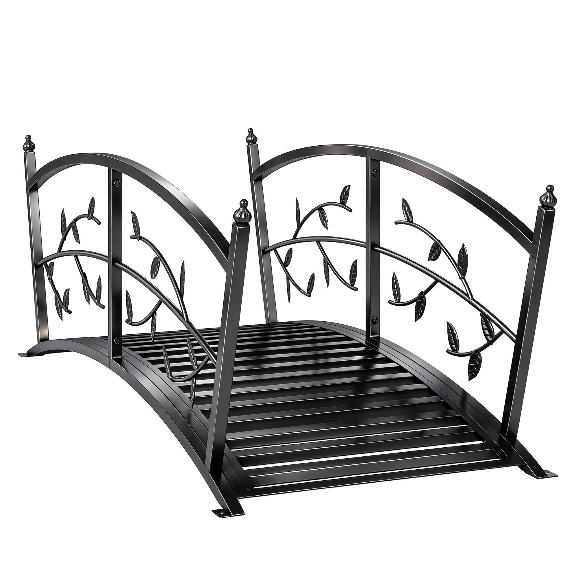 GARTENBRÜCKE Metall Schwarz - Schwarz, Metall (120/51/47cm) - Outsunny
