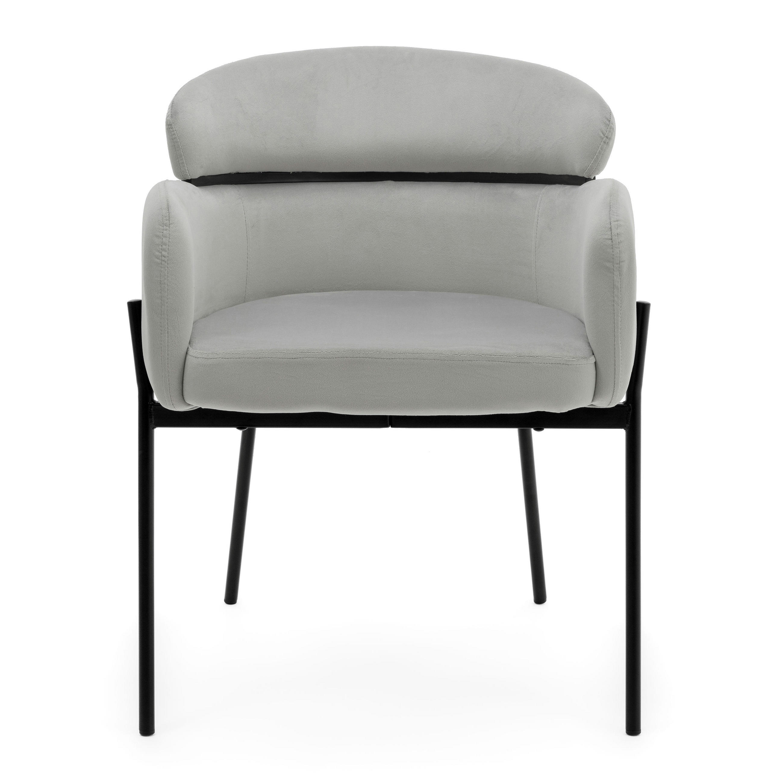 STUHL BOLZANO gepolsterter mit Steppung - hellgrau - Samt Velour - Hellgrau/Schwarz, Textil/Metall (62/80/61cm) - NEW HOME