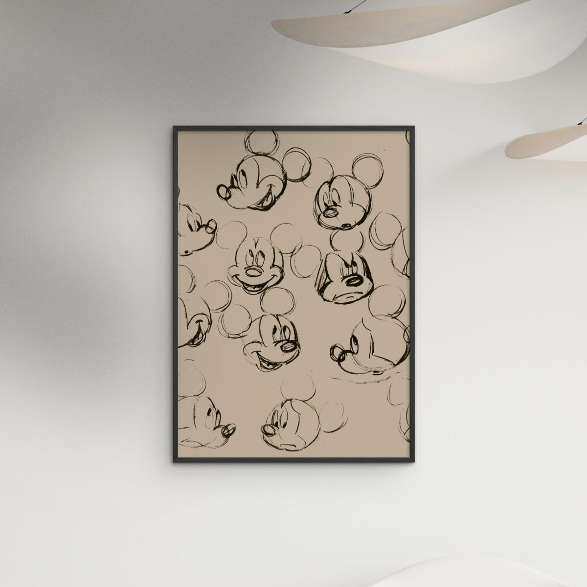POSTER mit Rahmen Disney - Disney - Mickey Mouse Vintage Drawing No. 01 - Beige/Schwarz, Holz/Papier (50/70cm) - Poster&Frame