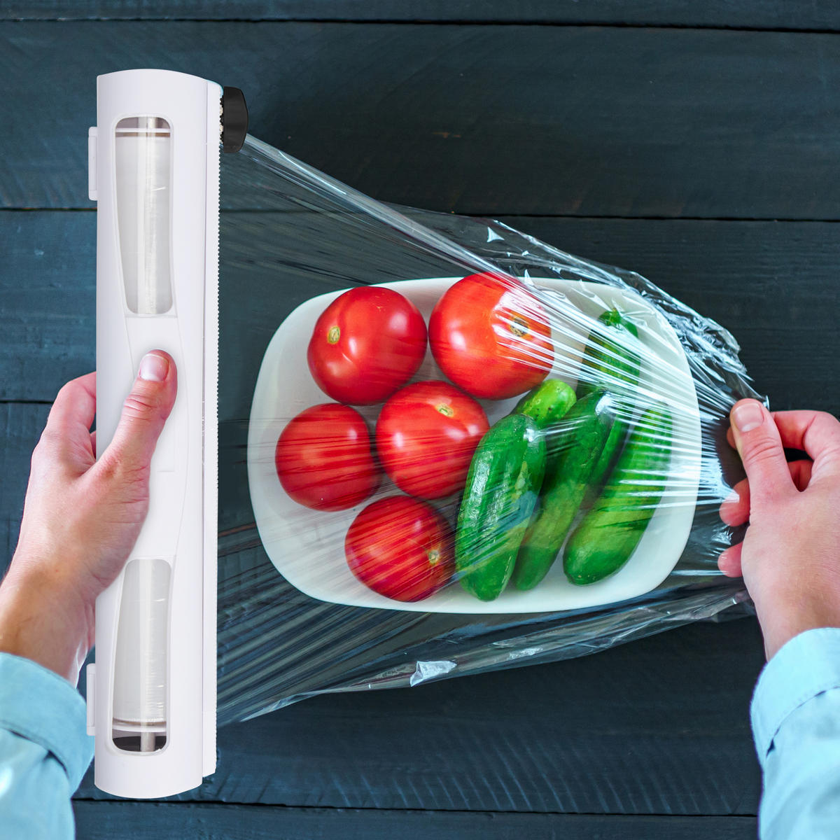 2XFOLIENSCHNEIDER - Weiß, Kunststoff/Metall (37/5/8cm) - Relaxdays