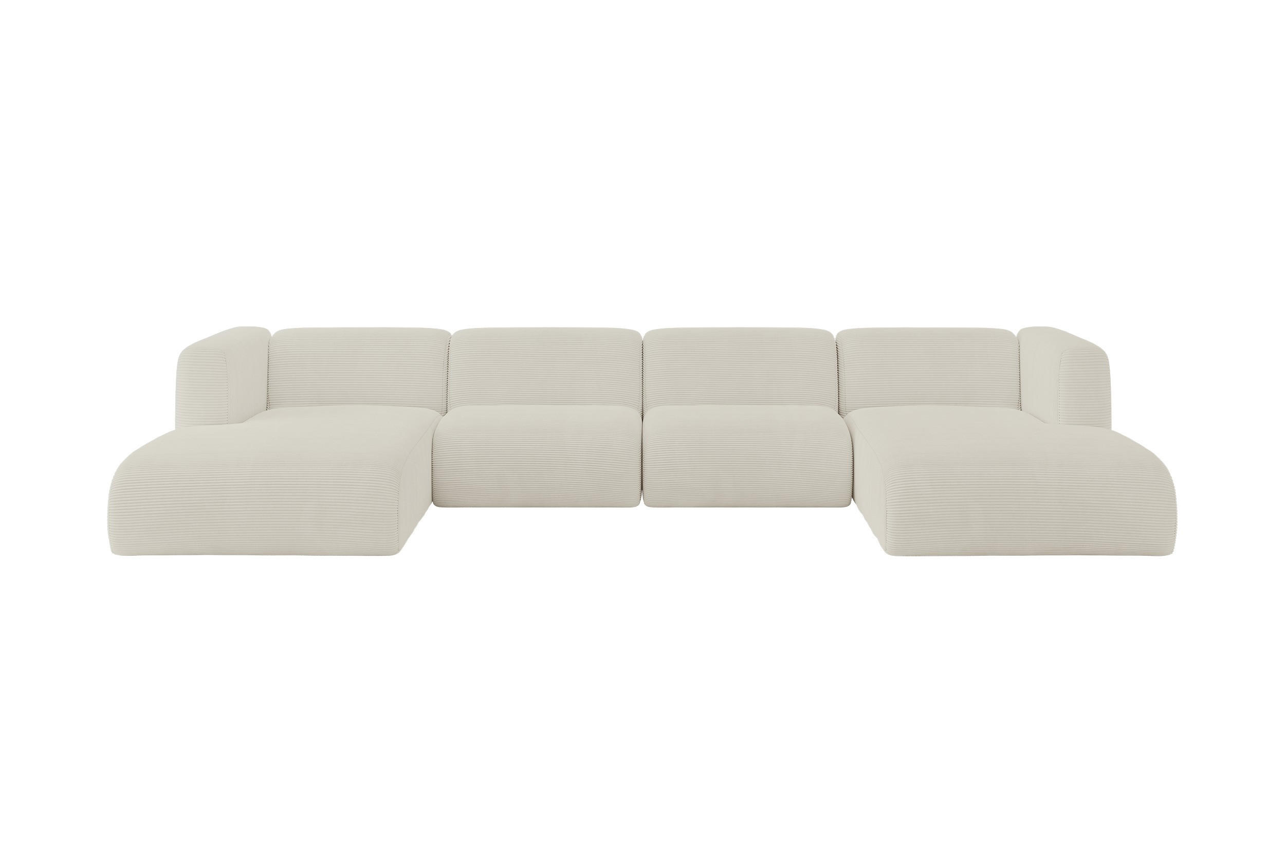 WOHNLANDSCHAFT MIRA-U2 408x179x70 Creme Cord - Ecru/Creme, Holzwerkstoff/Kunststoff (408/70/179cm) - ALTDECOR