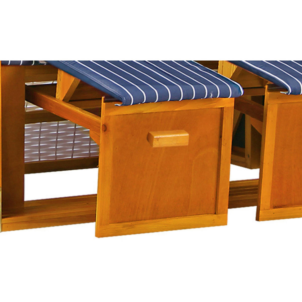 STRANDKORB Ostsee 2-Sitzer PE weiß - Blau/Braun, Metall (120/160/80cm) - Mr. Deko