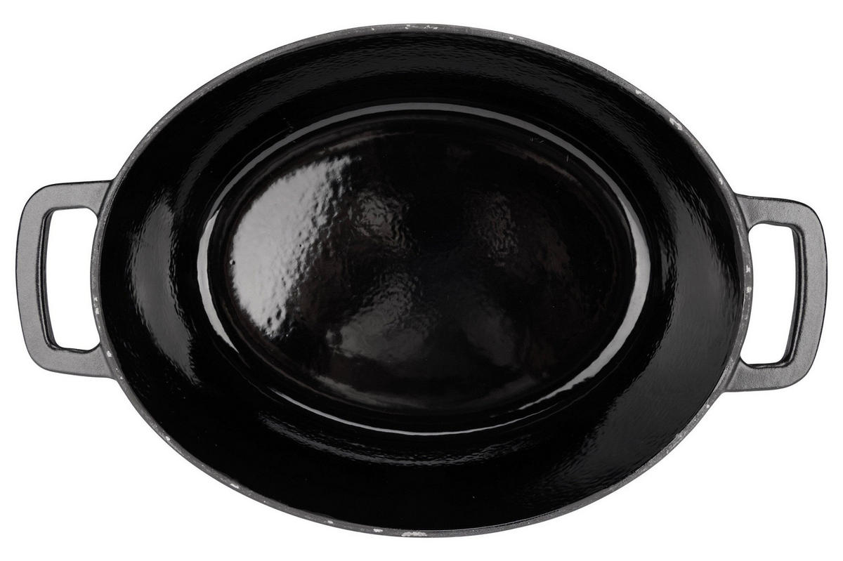 BRÄTER Fontestic Gusseisen Schwarz Oval – 31 x 24 cm – Emailliert - Schwarz, Keramik (31/24/12cm) - Cosy & Trendy