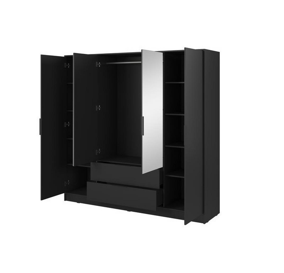 KLEIDERSCHRANK – 206 cm – Kelly – Schwarz - Schwarz, Holzwerkstoff (206/200/51cm) - hi-markt