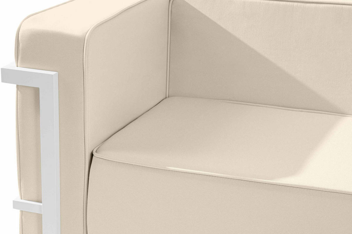 GARTENSESSEL TRIGLO Stahlgestell, Modern, Weiß/Cremeweiß - Creme/Weiß, Textil/Metall (99/70/69cm) - KONSIMO®
