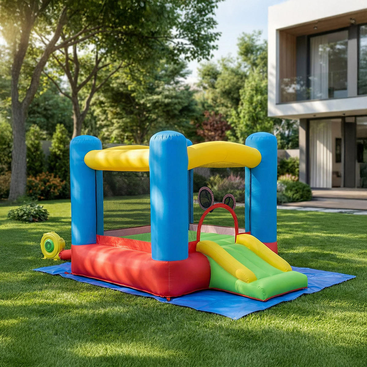 AUFBLASBARE HÜPFBURG FABI - Hellblau, Kunststoff (255/185/160cm) - Home Deluxe