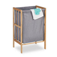 WÄSCHEKORB - Multicolor, Holz/Textil (39/60/30cm) - Relaxdays
