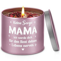 DUFTKERZE Mama Geschenk Violett mit getrockneten Blumen und Kristallen - Rosa, Paraffin (7.5cm)