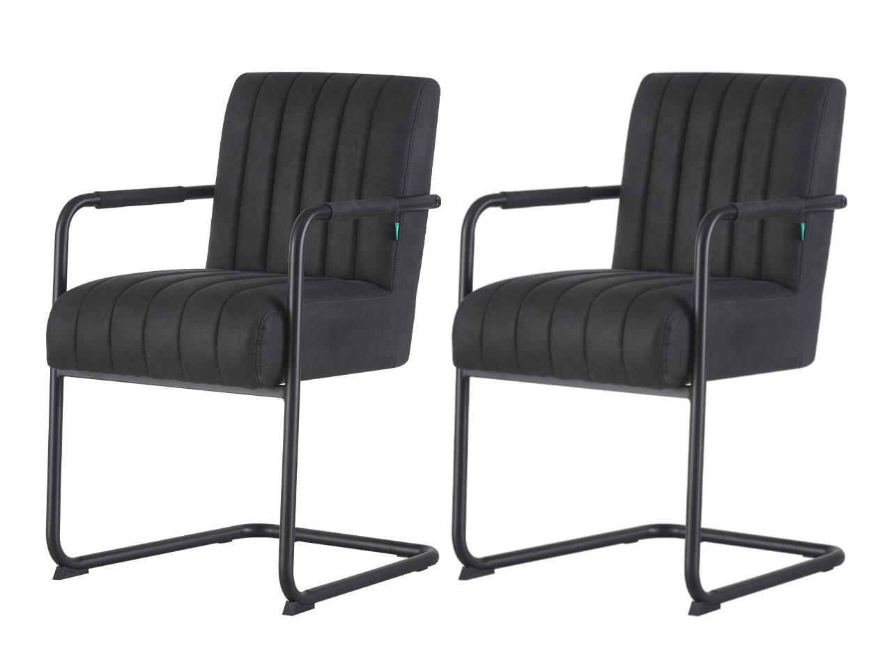 SCHWINGSTUHL BEN, 2er-Set Armlehnen Wildleder Optik Schwarz - Schwarz, Textil/Metall (53/87/62cm) - DUBI Möbel
