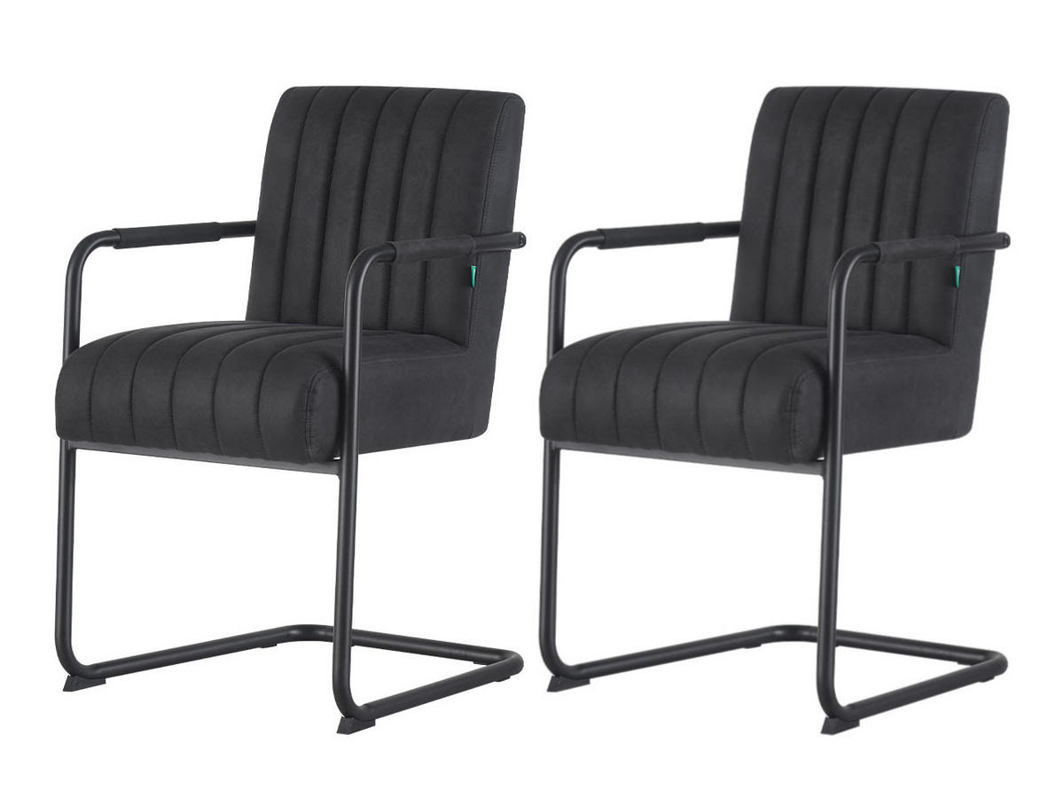 SCHWINGSTUHL BEN, 2er-Set Armlehnen Wildleder Optik Schwarz - Schwarz, Textil/Metall (53/87/62cm) - DUBI Möbel