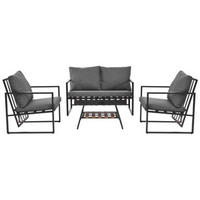 GARTENMÖBEL,SOFA+COUCHTISCH,SCHWARZ - Schwarz, Kunststoff - Vallsero