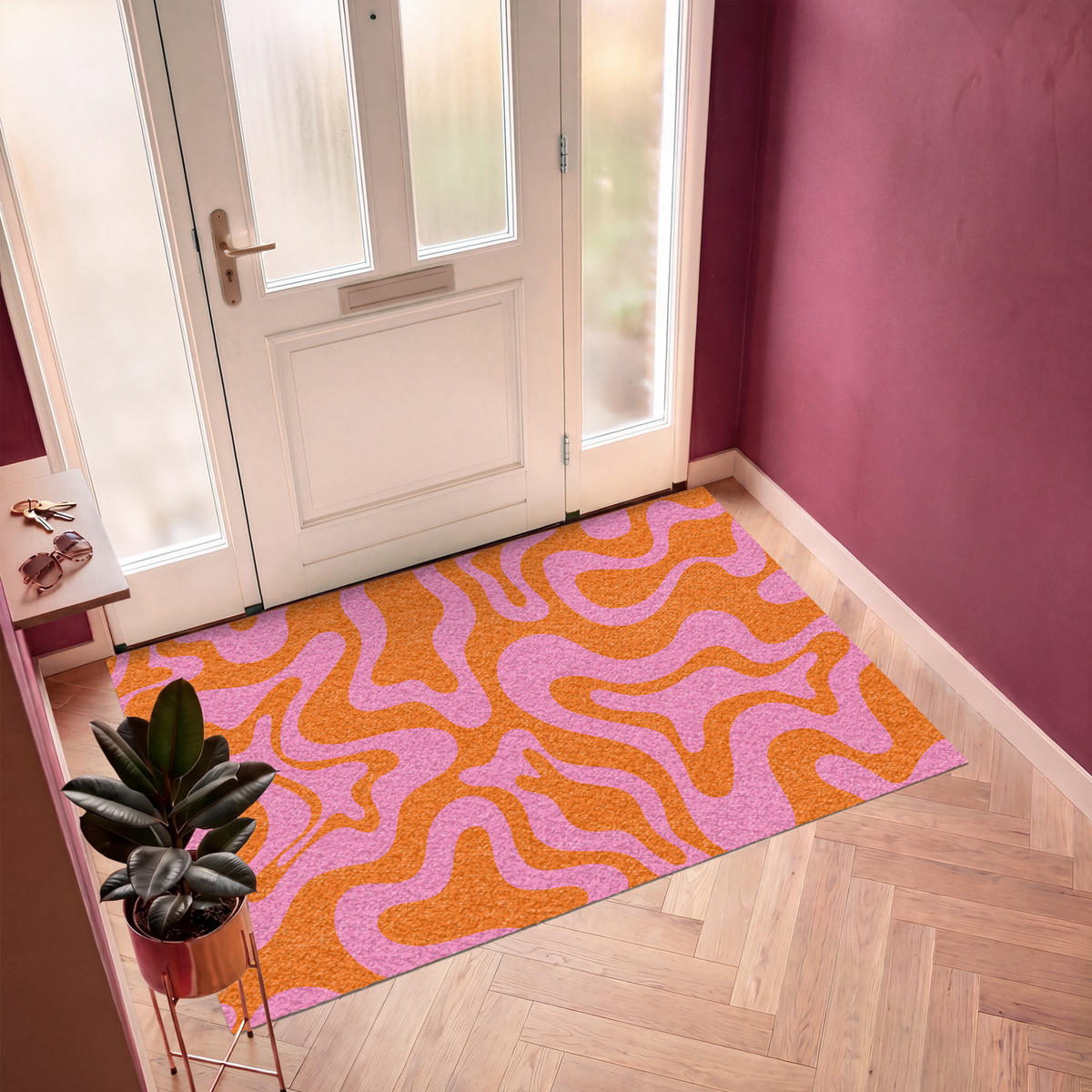 ROHOŽKA Vzor - Ružová - Oranžová - Abstraktné - Moderné 180x120 cm - pink, plast (180/120cm) - MuchoWow