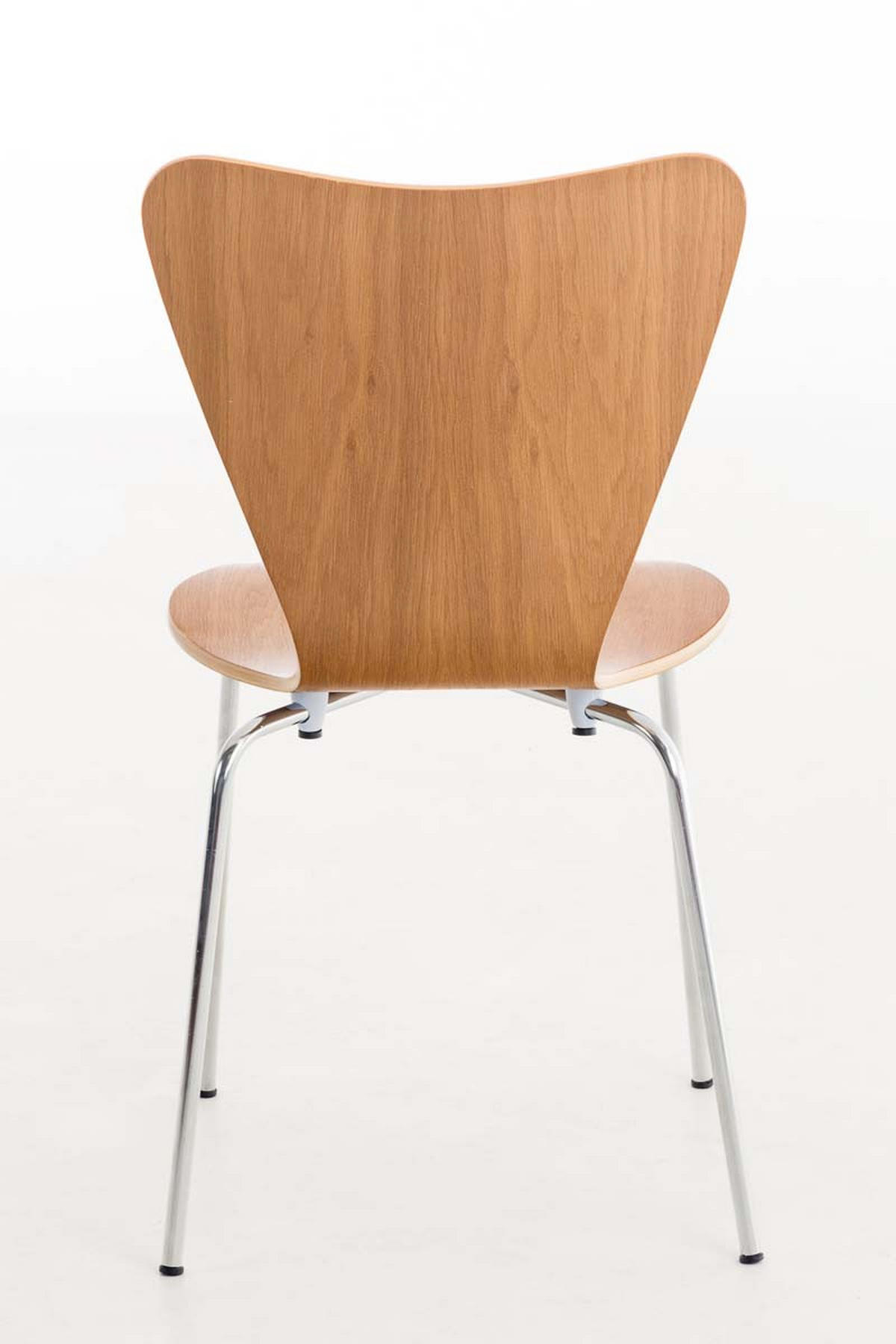 BESUCHERSTUHL Calisso mit Holzsitz und Metallgestell, Farbe: Eiche - Chromfarben/Eichefarben, Holz/Metall (42/85/47cm) - TPFLiving