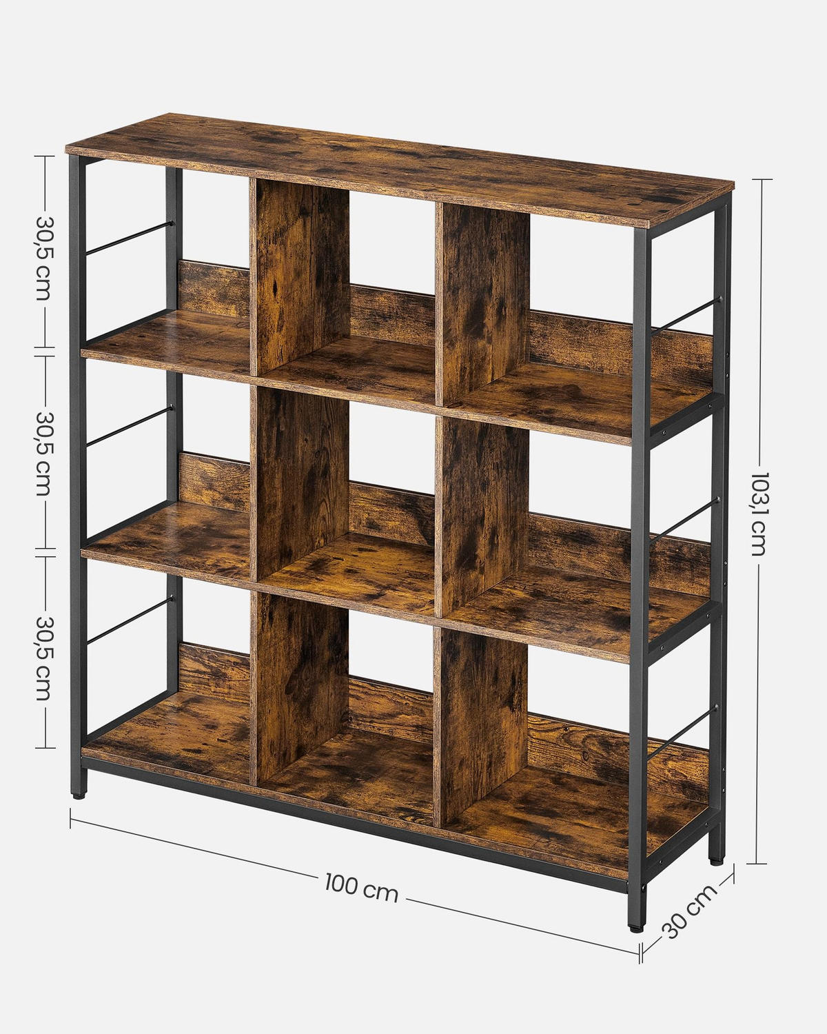 BÜCHERREGAL BASSETERRE - Braun, Holzwerkstoff (100/103.1/30cm) - Hansiro