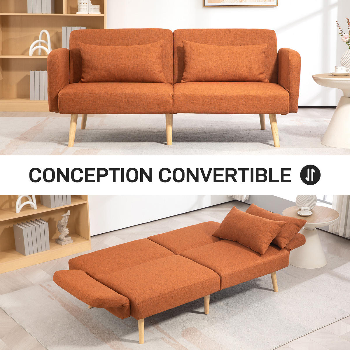 SCHLAFSOFA 3er-Sitz DE-14565 Klick-Klack mit verstellbarer Lehne Braun - Braun, Textil (170/80/83cm) - ComfortXL