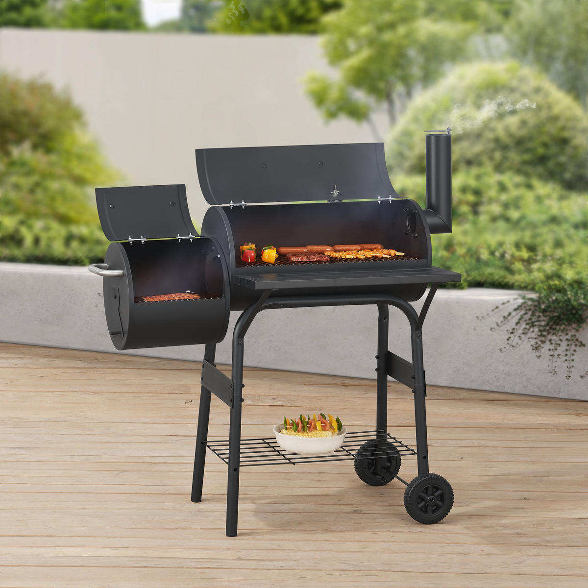 SMOKER-GRILL Arielli - Schwarz, Metall (110/115/64cm) - casa.pro