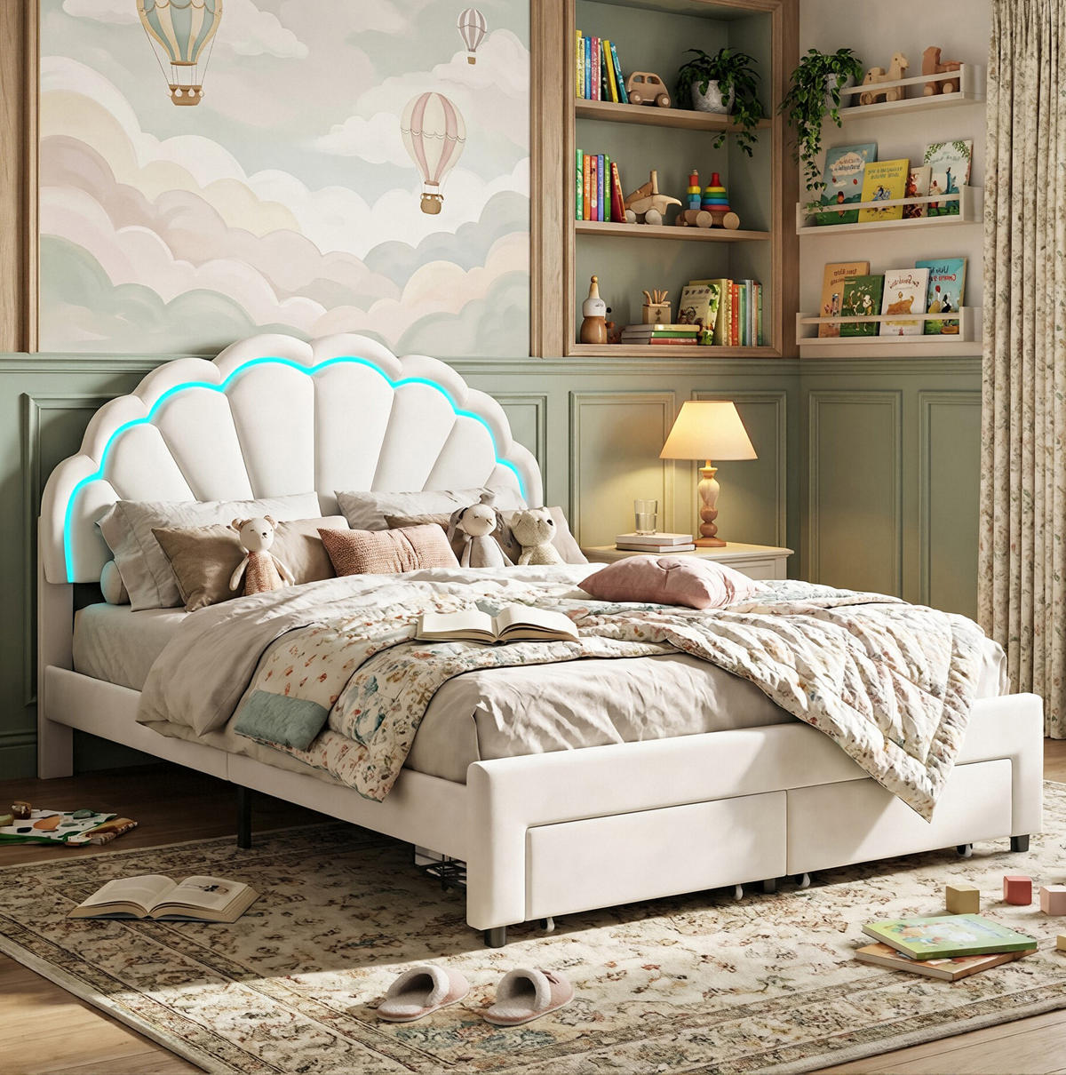 POLSTERBETT Modern mit RGB-LED & Metallschemel 140/200 cm Samt Weiß - Weiß, Textil (140/200cm) - Creahappy