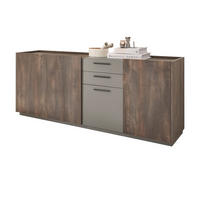 SIDEBOARD Thermo Eiche, grau, Kommode mit Soft-Close 200 x 80 cm - Eichefarben/Schwarz, Holzwerkstoff/Kunststoff (200/80/45cm) - Furn.Design