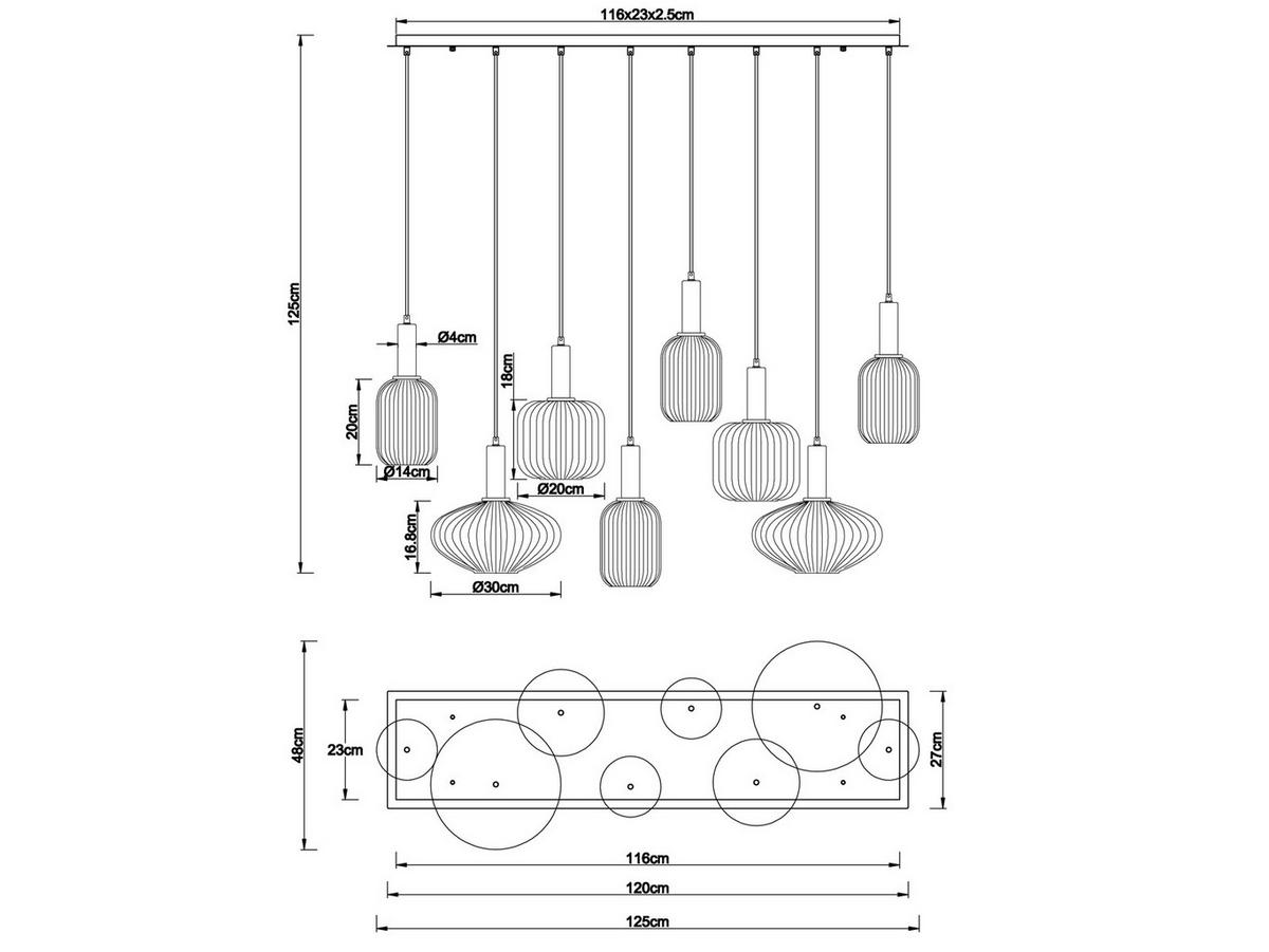 LED-PENDELLEUCHTE Breite 125cm, Lampenschirme Glas Bunt - Hellbraun/Messingfarben, Glas/Metall (48/125/125cm) - meineWunschleuchte