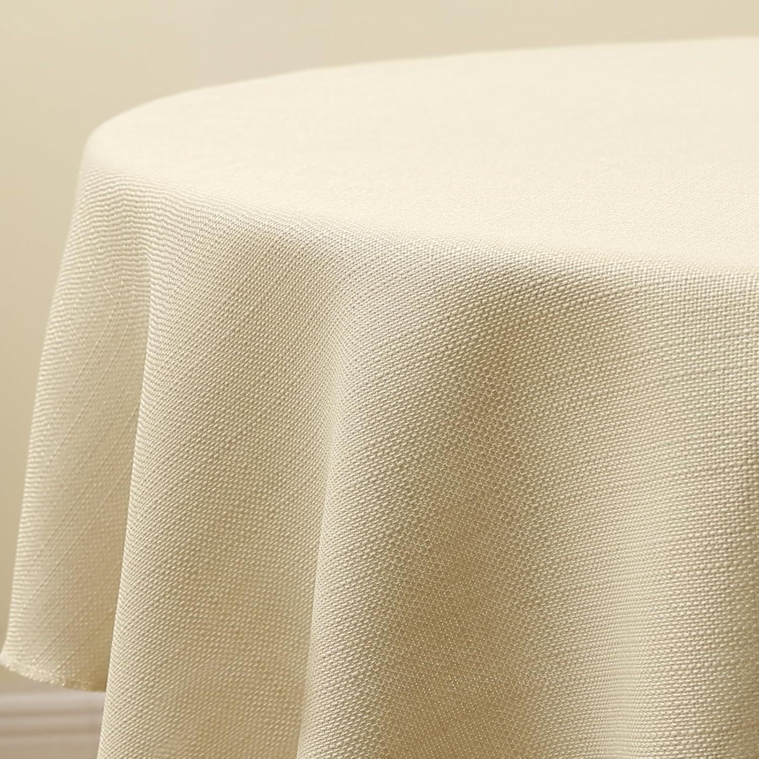 RUNDE Tischdecke Leinenoptik abwaschbar, Lotuseffekt, 140 cm, Beige - Beige, Textil (140/140cm)