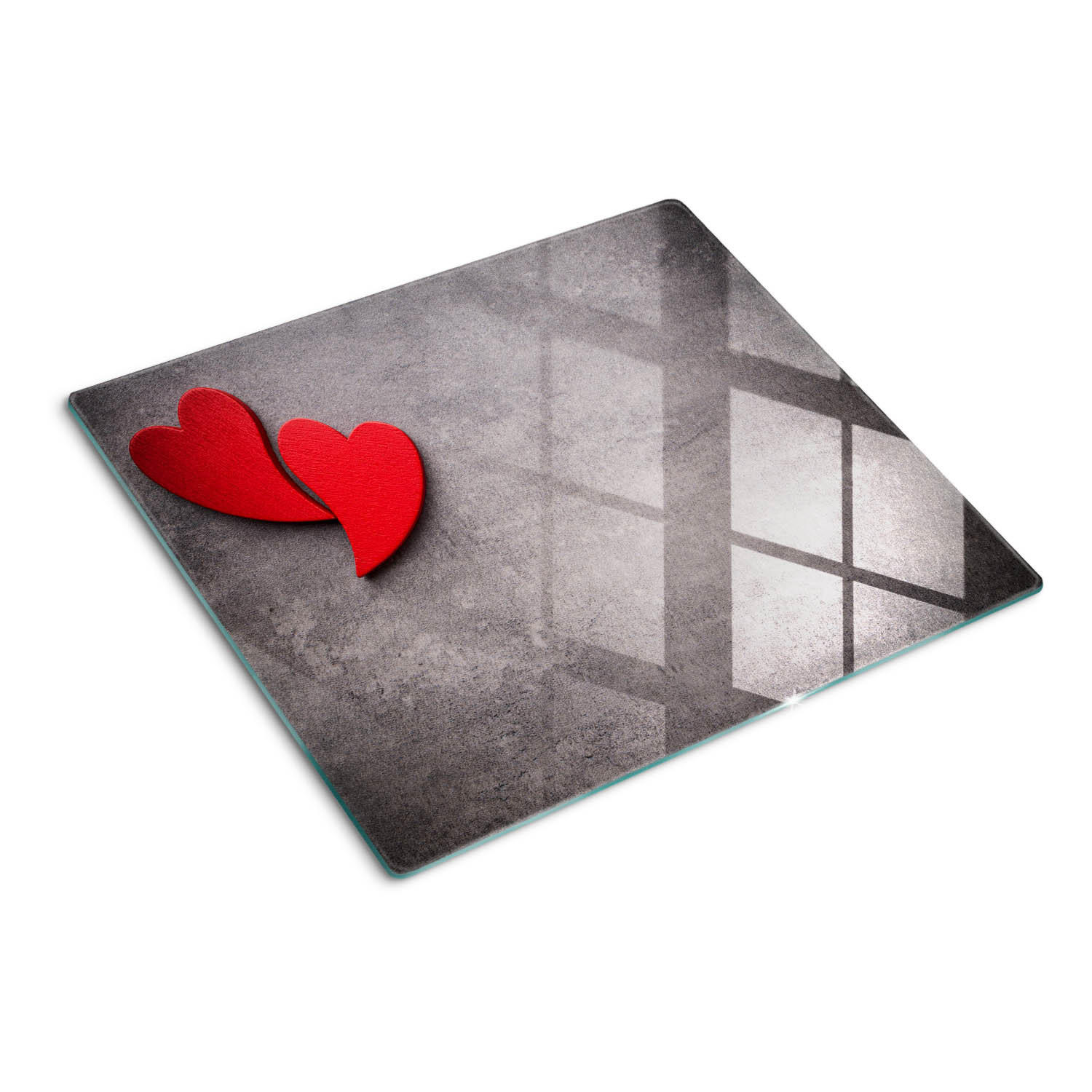 GLASPLATTE 60x52 cm Rote Herzen - Rot, Glas (60/0.4/52cm) - TULUP