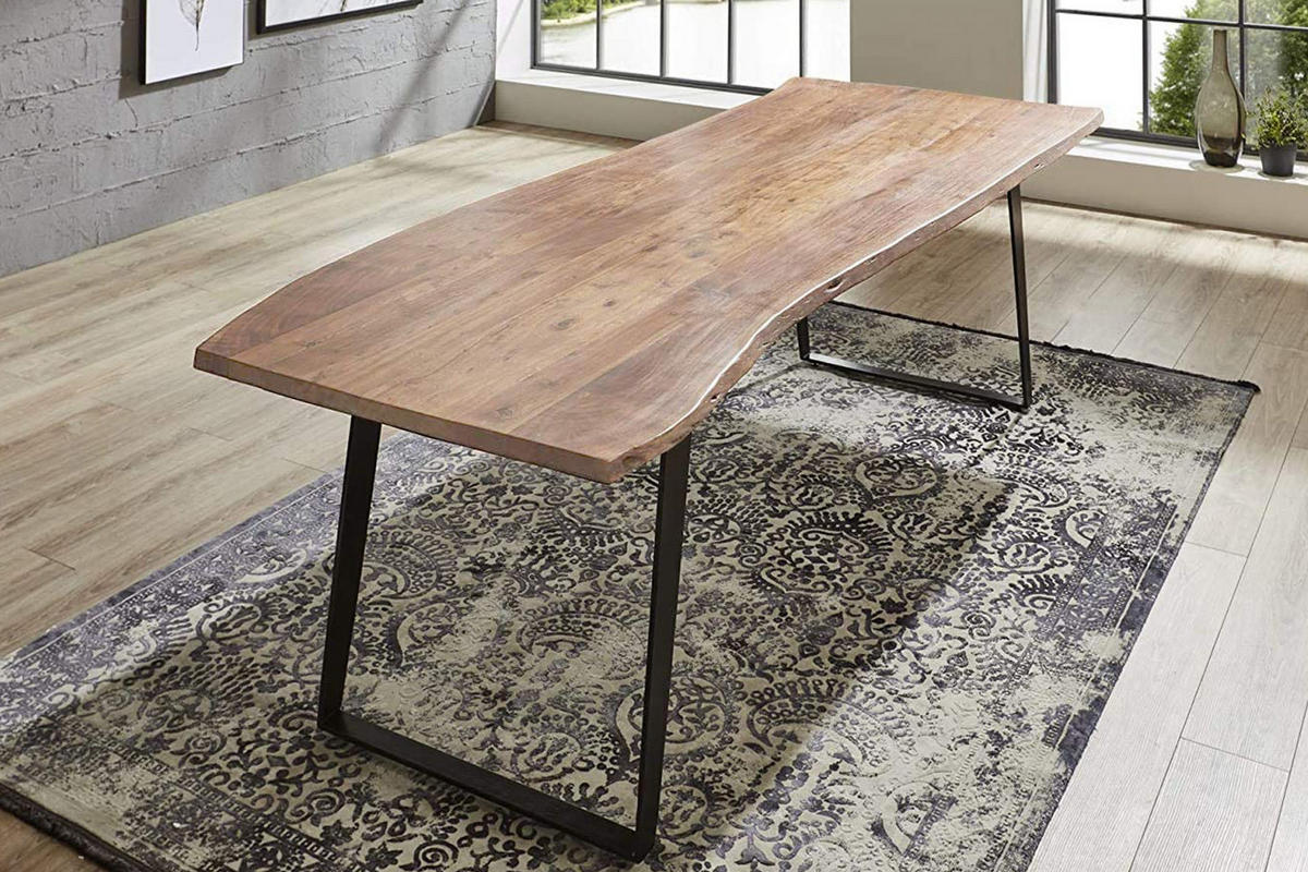 ESSTISCH HAVANNA - Beige/Schwarz, Holz/Metall (100/200/77cm) - SAM