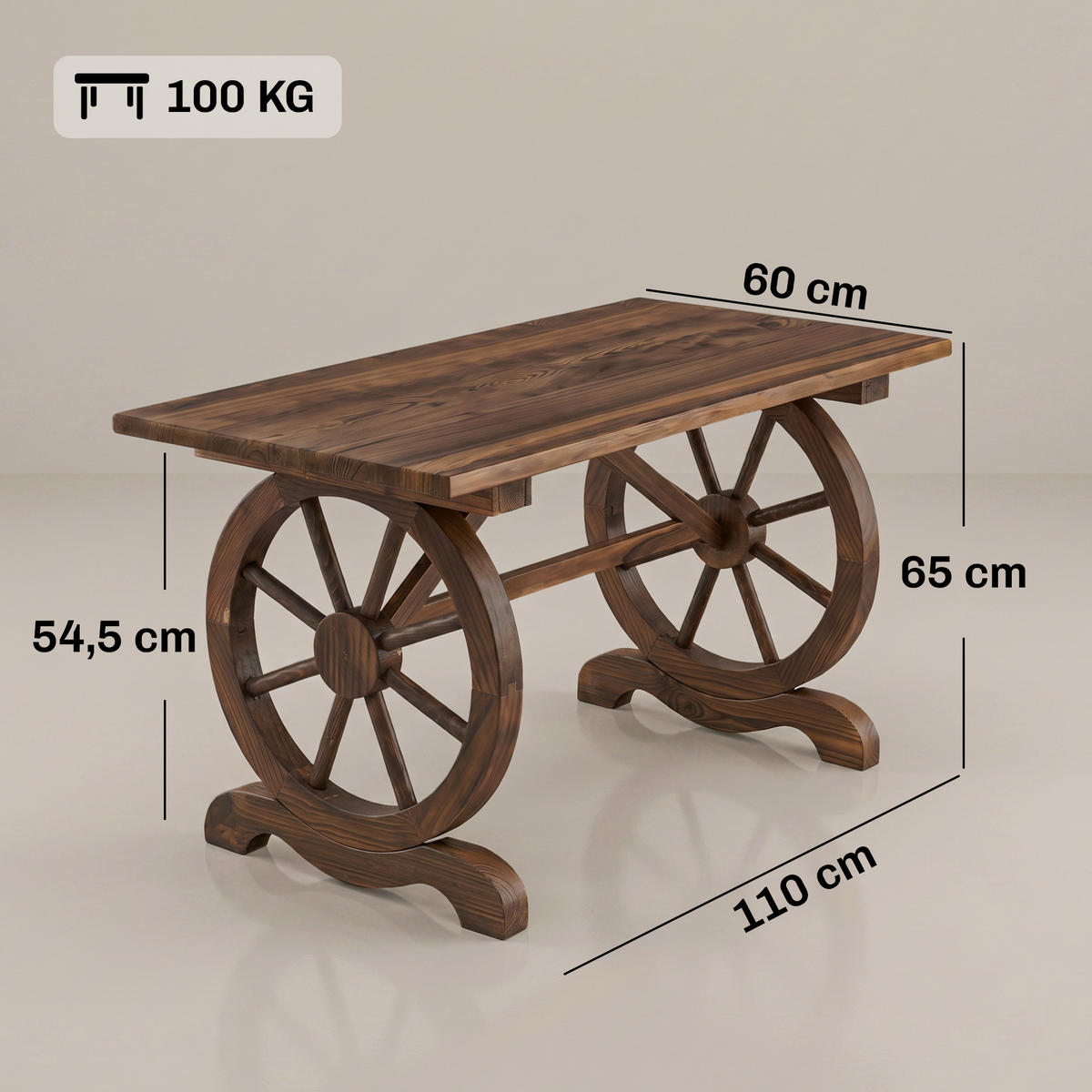 GARTENTISCH, Naturholz, Tannenholz - Naturfarben, Holz (110/60/65cm) - Outsunny