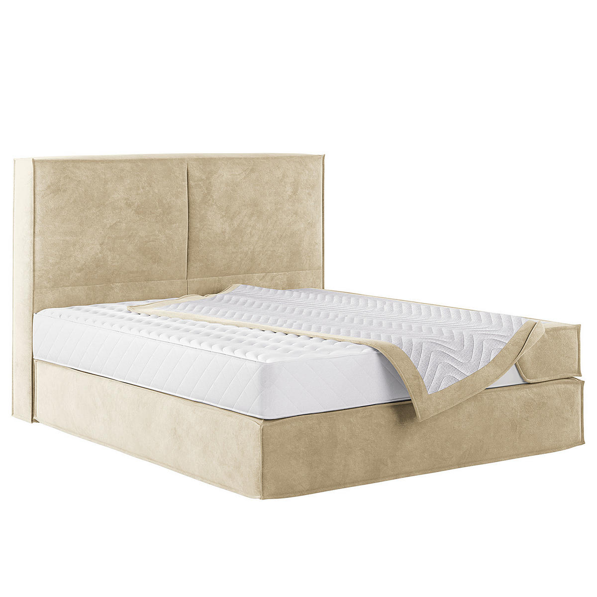 BOXSPRINGBETT mit Kopfteil - Premium - Beige, Textil (200/200cm) - home24