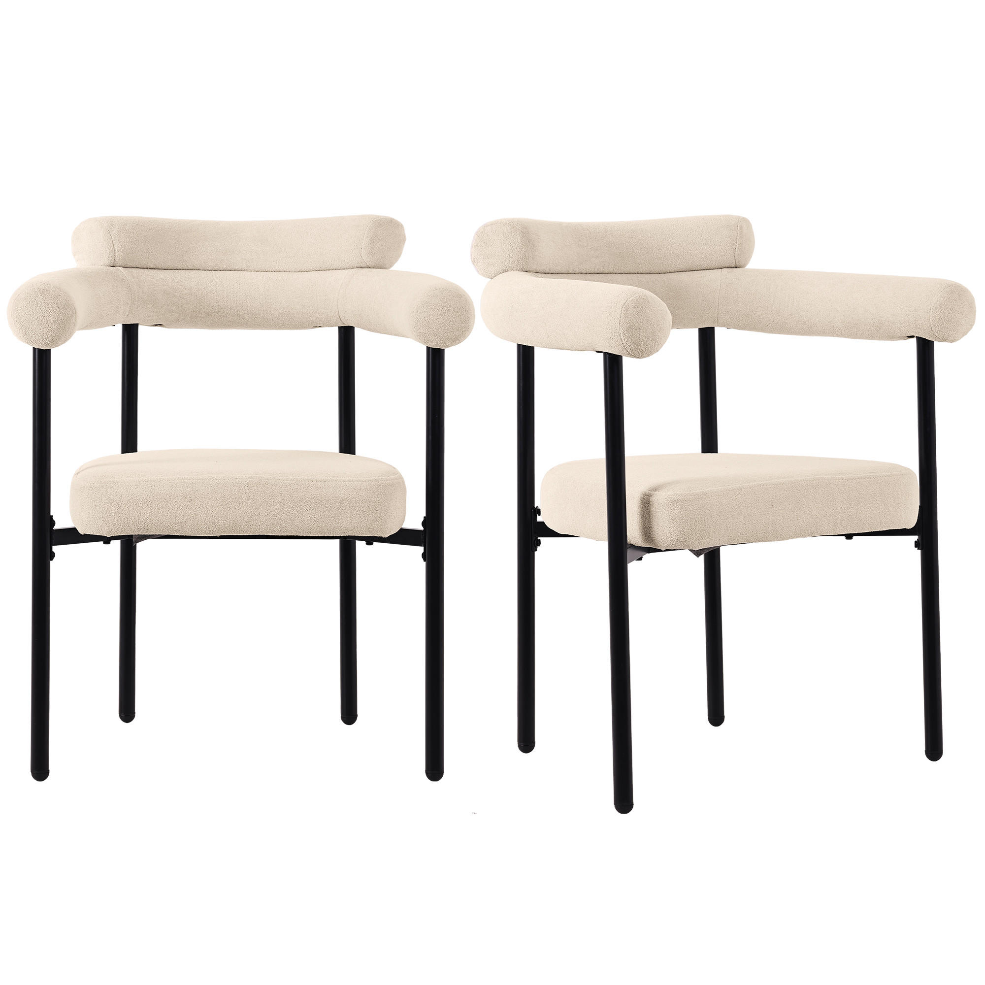 WOHNZIMMER STÜHLE mit Ringsitz, Samtbezug und Eisenrohrhalterung - Beige, Textil (70/84/62cm) - EVRYAE