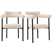 WOHNZIMMER STÜHLE mit Ringsitz, Samtbezug und Eisenrohrhalterung - Beige, Textil (70/84/62cm) - EVRYAE