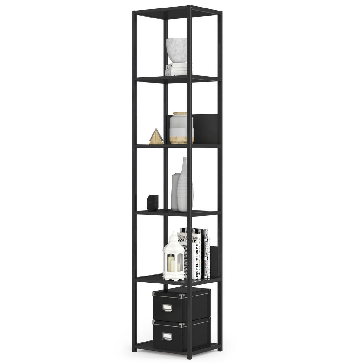 LOFT-REGAL Bücherregale Schwarz, 40x192x32 cm - Schwarz, Holz (40/192/32cm) - Milordbikes