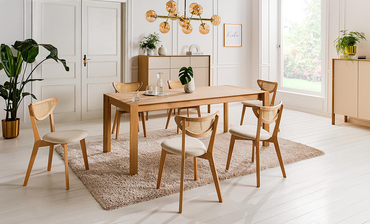 ESSTISCH - Eiche teilmassiv - Eichefarben, Holzwerkstoff (90/200/76cm) - home24