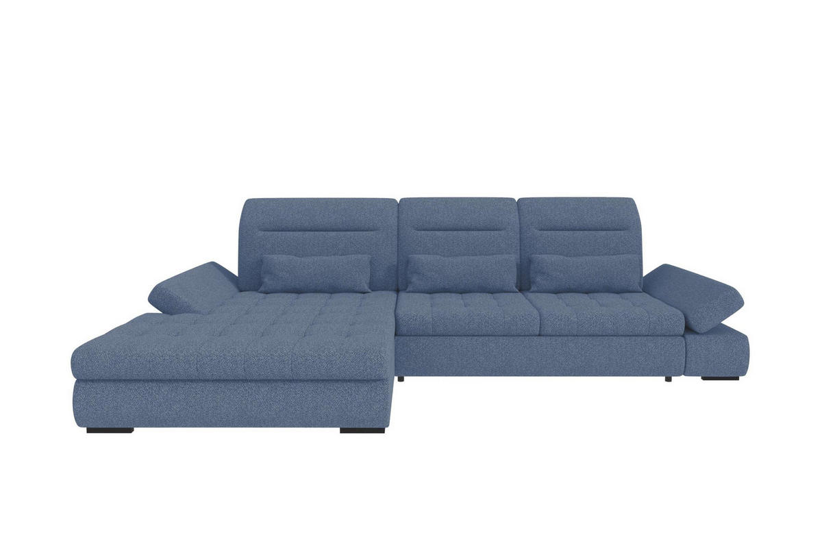 ECKSOFA Toscana Plus Strukturstoff inkl. Schlaffunktion - Blau, Textil (179/300cm) - 99rooms