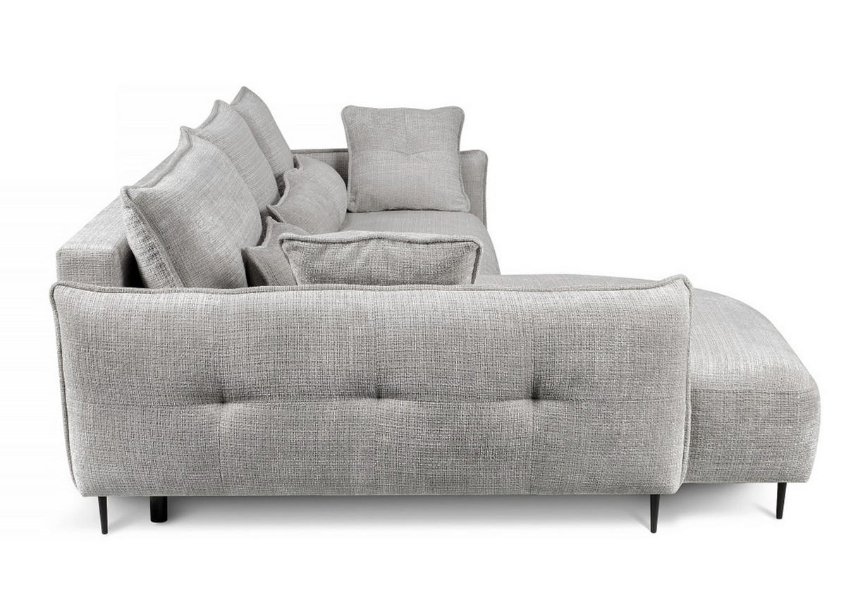 ECKSOFA Oblivio Grau Chenille - Schwarz/Grau, Textil/Metall (285/200cm) - Selsey