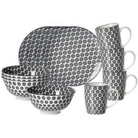 FRÜHSTÜCKSSET Takeo Circles schwarz-weiß 12er Set - Schwarz/Weiß, Keramik (1/1/1cm) - Ritzenhoff Breker